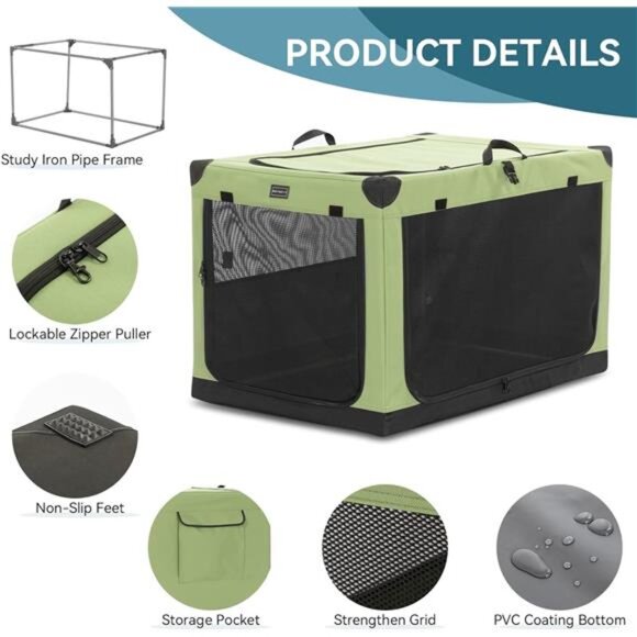 Dog Crates for Medium Dogs, 36" L x 24" W x 23" H Adjustable Fabric Cover - Picture 5 of 7